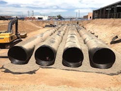 Pipes ready to install at the Denver site Pipes ready to install at the Denver site
