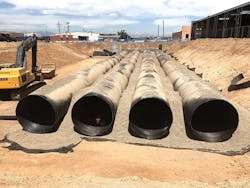 Pipes ready to install at the Denver site