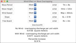 By inputting certain data, engineers can use the QatWeWos tool to help predict the effects of wave overtopping.