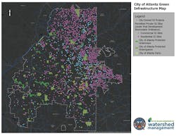 Figure 1: This shows the existing GI citywide—projects permitted on private property, public engineered GI DWM installed in Parks, ROWs, etc., and the existing network of protected greenspaces (parks and natural areas). Figure 1: This shows the existing GI citywide—projects permitted on private property, public engineered GI DWM installed in Parks, ROWs, etc., and the existing network of protected greenspaces (parks and natural areas).