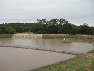 An extended detention basin in central Texas