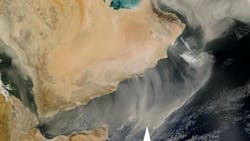 Dust plumes over the Middle East on February 22, 2008