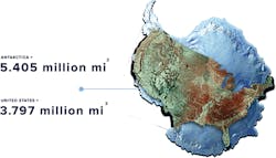Antarctica is nearly twice the size of the United States and contains 90% of the earth’s ice. Antarctica is nearly twice the size of the United States and contains 90% of the earth’s ice.