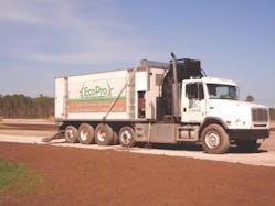 McGill Premium Compost used a blower truck to compost and reseed a range field at Camp Lejeune, NC.