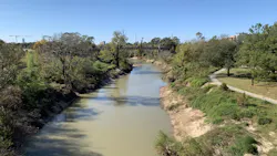 Buffalo Bayou in Houston. A Rice University comparison of flood plains around Houston's two major bayous shows the natural Buffalo Bayou is far better at managing floodwaters than the channelized Brays Bayou.