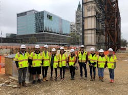 Virginia Tech's LDDI Assistant Coordinator Kevin Young leads a group of students on the annual spring field trip. The group paused in front of the historic Virginia General Assembly building facade, part of a massive redevelopment project in downtown Richmond's Capitol Square. Virginia Tech's LDDI Assistant Coordinator Kevin Young leads a group of students on the annual spring field trip. The group paused in front of the historic Virginia General Assembly building facade, part of a massive redevelopment project in downtown Richmond's Capitol Square.