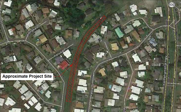 Figure 1 A. The Kaneohe Stream project location (north is top of image)