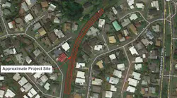 Figure 1 A. The Kaneohe Stream project location (north is top of image)