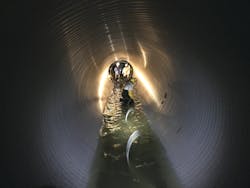 82-inch PVC liner installed in live flow 82-inch PVC liner installed in live flow