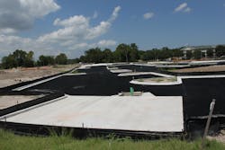 The Rockstar Energy Bike Park in Houston, TX, parking lot during construction, before the TRUEGRID plastic grid pavers were filled with gravel and aggregate