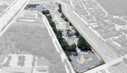 Both the north and south parking lots and the bike park can be seen in this overhead view of the site. Both the north and south parking lots and the bike park can be seen in this overhead view of the site.