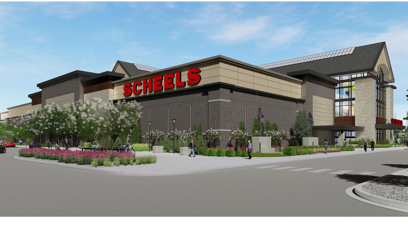 A rendering of the completed retail store