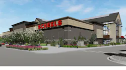 A rendering of the completed retail store