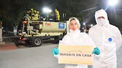 A FINN HydroSeeder helps disinfect an Argentinian community as residents are encouraged to stay at home to slow the spread of the novel coronavirus.