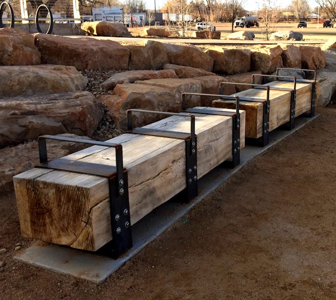 The benches at the park were made of reclaimed trees taken from the project site.