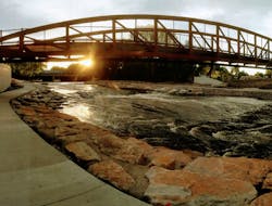 The completed bridge and park The completed bridge and park