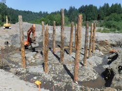 Constructing the foundations of the engineered log jams Constructing the foundations of the engineered log jams