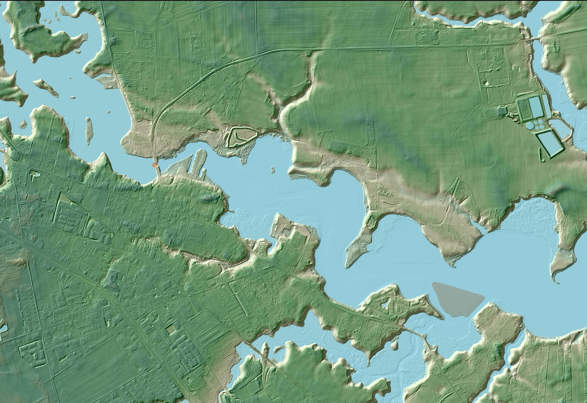 Elevation-derived hydrography on the coast of the Indian River Bay watershed, Delaware.