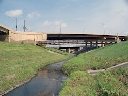 A stormwater swale in California A stormwater swale in California