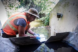 Measuring water level using a timed-volume method. These measurements are used to calibrate data before reviewing with the game cams. Measuring water level using a timed-volume method. These measurements are used to calibrate data before reviewing with the game cams.