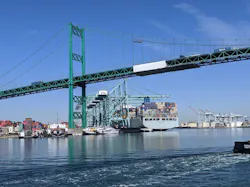 Vincent Thomas Bridge in the Port of Los Angeles.