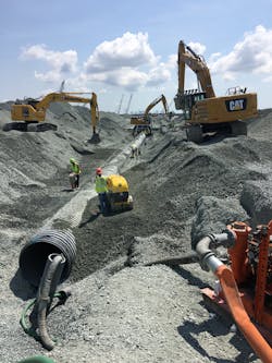 Some 27,000 feet of ADS HP Storm Polypropylene Pipe in diameters from 12 to 60 inches was used to construct the stormwater drainage system for the entire project. Some 27,000 feet of ADS HP Storm Polypropylene Pipe in diameters from 12 to 60 inches was used to construct the stormwater drainage system for the entire project.