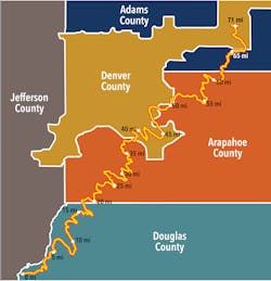 Overview map of the 71-mile High Line Canal. Overview map of the 71-mile High Line Canal.