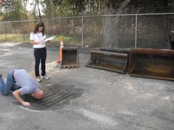 Woolpert’s Rebecca Coulter and Michael Long conduct a stormwater management program self-audit assessment. Woolpert’s Rebecca Coulter and Michael Long conduct a stormwater management program self-audit assessment.