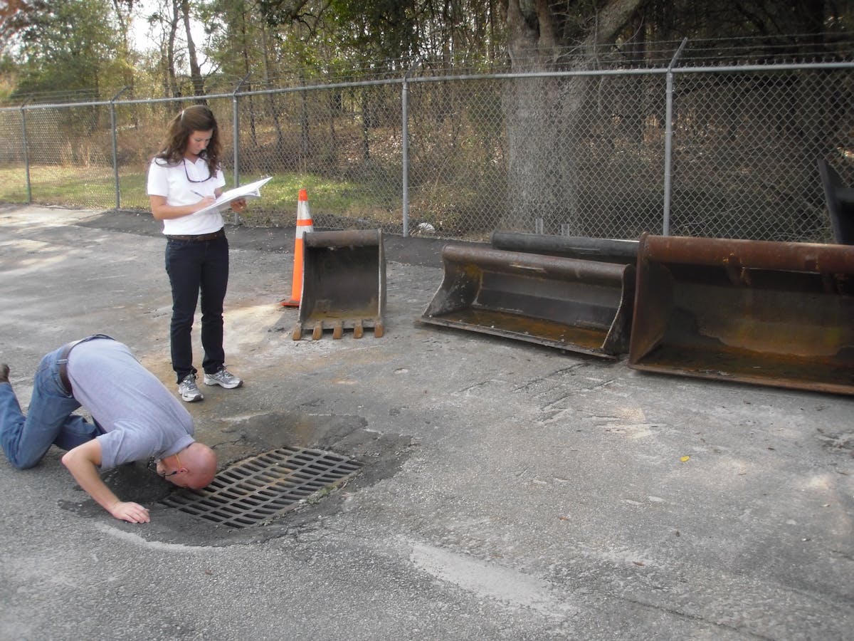 Woolpert&rsquo;s Rebecca Coulter and Michael Long conduct a stormwater management program self-audit assessment.