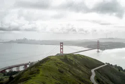 Aerial view of Golden Gate Bridge, San Francisco.
