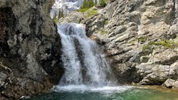 A small waterfall in Elbow Lake, Canada. A small waterfall in Elbow Lake, Canada.