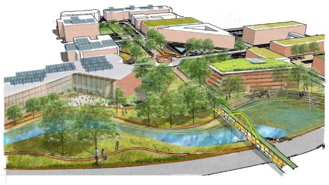 From the winning entry, a proposed design for UTA's new Health Sciences Quad.
