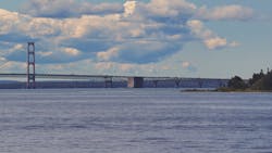 The Mackinac Bridge in Michigan. The Mackinac Bridge in Michigan.