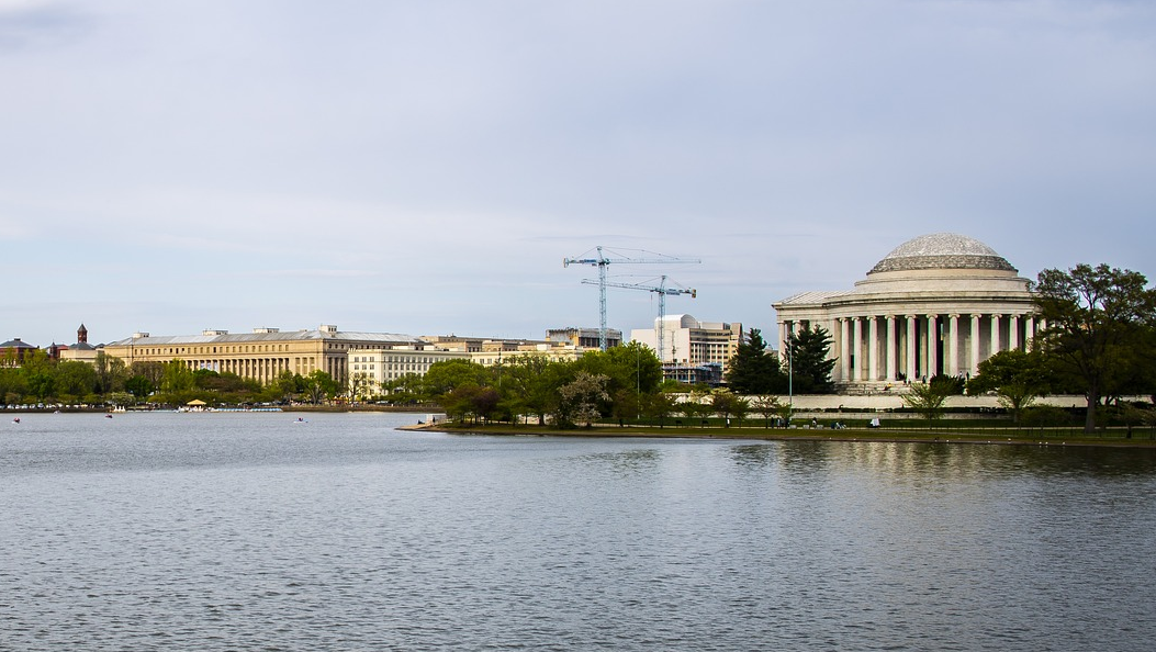 The Potomac River near the Jefferson Memorial building.