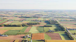 Ariel view of farms in Waterloo, Canada.