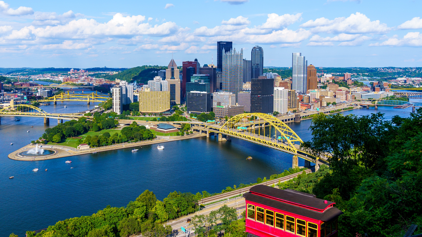 View of downtown Pittsburgh from the top of Duquesne Incline.