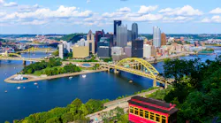 View of downtown Pittsburgh from the top of Duquesne Incline.