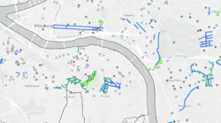 Web map shows water, sewer, green infrastructure, and street and sidewalk restoration sites.