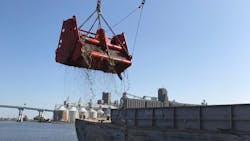 Conducting maintenance dredging in the navigational channel of the St. Louis River. Conducting maintenance dredging in the navigational channel of the St. Louis River.