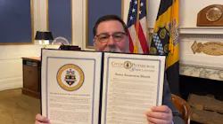 Pittsburgh Mayor William Peduto, holding the proclomation that names August Sewer Awareness Month. Pittsburgh Mayor William Peduto, holding the proclomation that names August Sewer Awareness Month.