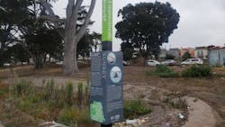 Information signage and drought-resistant plants at the finished Sunset Boulevard green infrastructure project. Information signage and drought-resistant plants at the finished Sunset Boulevard green infrastructure project.