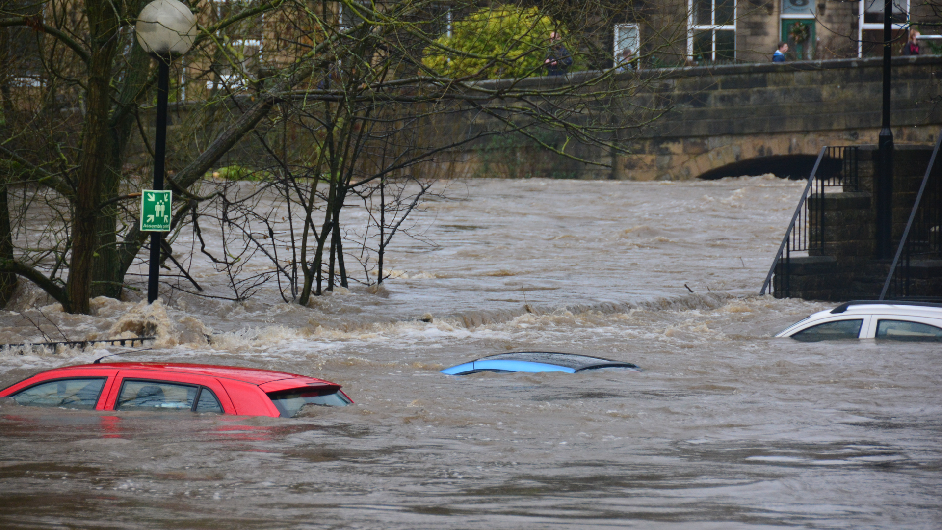Flash flooding at Bingley, UK, on December 2015.