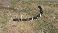 Peat-filled socks can be an effective means of treating contaminants in stormwater. Peat-filled socks can be an effective means of treating contaminants in stormwater.