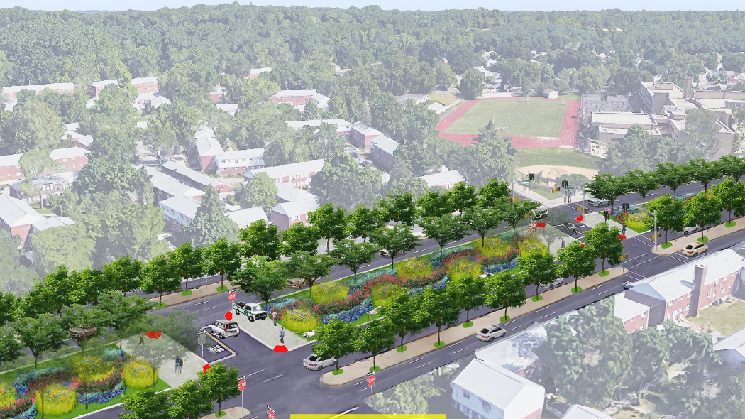 Conceptual artwork of one of the planned median renovation projects.