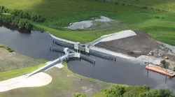 The USACE New Orleans District Mississippi River Tie-In, when it was under construction in 2012, located on the west bank of the Mississippi River in the western portion of Jefferson Parish.