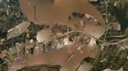 In 2017, Hurricane Harvey drove flooding of inland and coastal areas in and around Houston, Texas, as seen here. Extreme precipitation and a moderate, but long-lasting, storm surge produced a compound flood that inundated large sections of the city.