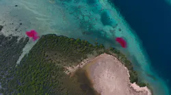 Unmanned aerial vehicles and harmless dyes can be used to monitor the movement of water between habitats along the Red Sea coast.