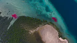 Unmanned aerial vehicles and harmless dyes can be used to monitor the movement of water between habitats along the Red Sea coast.
