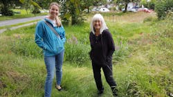 Susie Howells, partnership development manager for TAP, (right) alongside Aimee Felus, TAP program delivery manager, at a rain garden in Carden Avenue, Brighton. Susie Howells, partnership development manager for TAP, (right) alongside Aimee Felus, TAP program delivery manager, at a rain garden in Carden Avenue, Brighton.