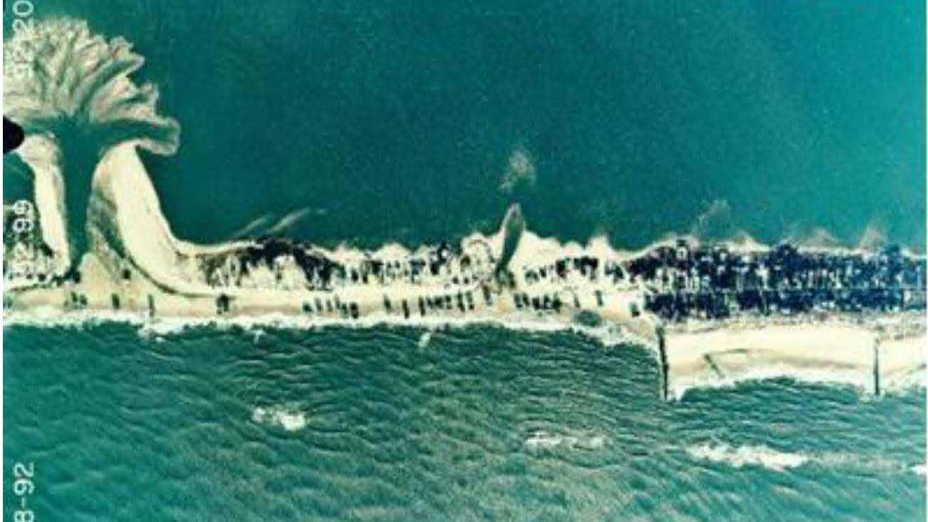 In 1992, water from the ocean side of a barrier island at Westhampton Beach washed over and into the bay side, creating a breach that quickly turned into a major inlet.